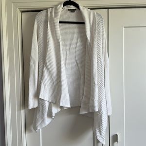 Vince Womens Size XS Ribbed Cardigan White Cotton Open Front Long Sleeves